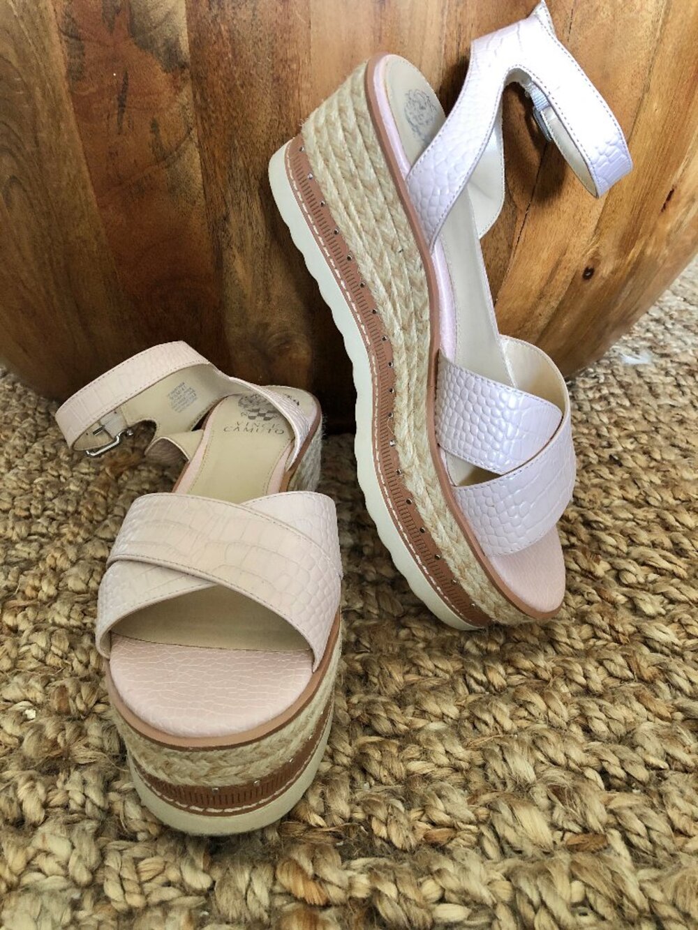 Vince Camuto Pink Martinda Espadrille Wedge Criss Cross Sandal-Size 9.5